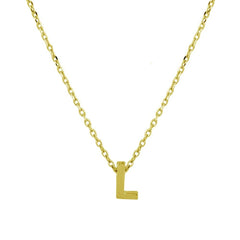 Sterling Silver Gold Plated Small Initial L Necklace