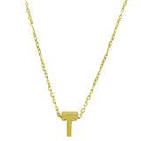 Sterling Silver Gold Plated Small Initial T Necklace