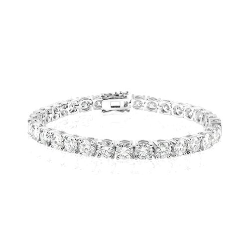 Sterling Silver Rhodium Plated Moissanite Stone 5mm Tennis Bracelet