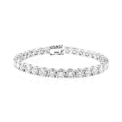 Sterling Silver Rhodium Plated Moissanite Stone 5mm Tennis Bracelet