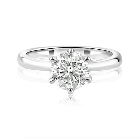 Sterling Silver Rhodium Plated 1 Carat 7mm Moissanite Ring