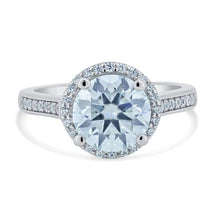 Load image into Gallery viewer, Sterling Silver Rhodium Plated Halo Round Moissanite Stones Ring