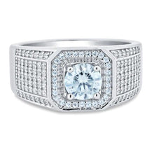 Load image into Gallery viewer, Sterling Silver Rhodium Plated Men's 1 Carat Moissanite Stones Encrusted Statement Ring
