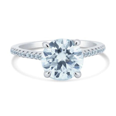 Sterling Silver Rhodium Plated 2 Carat Moissanite Stones Encrusted Engagement Ring
