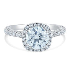 Sterling Silver Rhodium Plated 2 Carat Moissanite Stones with CZ Engagement Ring