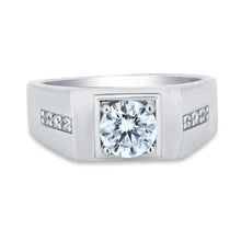 Load image into Gallery viewer, Sterling Silver Rhodium Plated Men's 1 Carat Moissanite Stones Ring