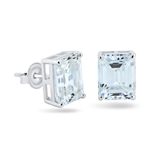Load image into Gallery viewer, Sterling Silver Rhodium Plated Moissanite Stone Rectangular Earring