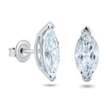 Load image into Gallery viewer, Sterling Silver Rhodium Plated Moissanite Stone Marquise Earring