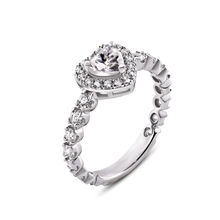 Load image into Gallery viewer, Sterling Silver Rhodium Moissanite Stone Heart Ring Thickness-2.5mm, Dimensions-9.1mmx8.5mm