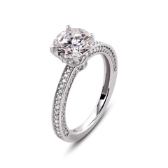 Sterling Silver Rhodium Moissanite Stone Engagement Ring Thickness-2.2mm, Dimensions-7.9mm