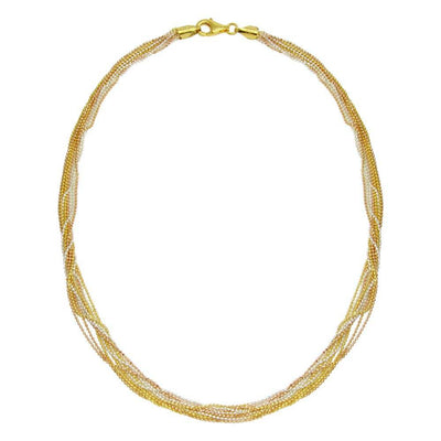 Sterling Silver 3 Toned Diamond Cut Bead Chain Necklace