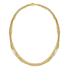 Sterling Silver 3 Toned Diamond Cut Bead Chain Necklace