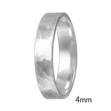Load image into Gallery viewer, Sterling Silver Hand Hammered 4mm Wedding Band Flat Ring