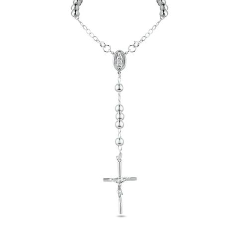 Sterling Silver High Polished Rosary Necklace