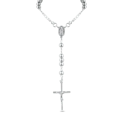 Sterling Silver High Polished Rosary Necklace