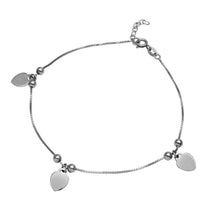 Load image into Gallery viewer, Sterling Silver Rhodium Plated Heart And Bead Anklet