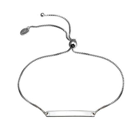 Sterling Silver Rhodium Plated Leaf Lariat Bracelet