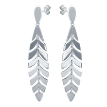 Load image into Gallery viewer, Sterling Silver Rhodium Plated Dangling Flexible Leaves Earrings
