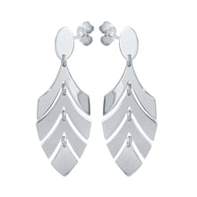 Load image into Gallery viewer, Sterling Silver Rhodium Plated Dangling Flexible Half Leaves Earrings