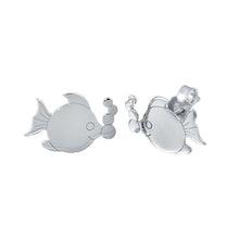 Load image into Gallery viewer, Sterling Silver Rhodium Plated Bubble Fish stud Earrings