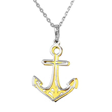 Load image into Gallery viewer, Sterling Silver 2 Toned Rhodium and Gold Plated Double Anchor Necklace