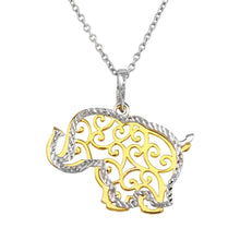 Load image into Gallery viewer, Sterling Silver 2 Toned Rhodium and Gold Plated Elephant Necklace