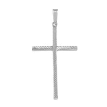 Load image into Gallery viewer, Sterling Silver Rhodium Plated Textured Cross Pendant