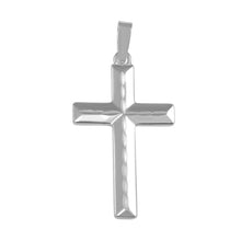 Load image into Gallery viewer, Sterling Silver Rhodium Plated Flat Cross Pendant