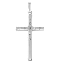 Load image into Gallery viewer, Sterling Silver Rhodium Plated Jesus Engraved Cross Pendant