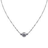 Sterling Silver Rhodium Plated 3 Beads Singapore Chain Necklace