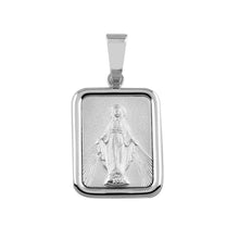 Load image into Gallery viewer, Sterling Silver Square Mary Medallion 18.1mm x 26.7mm Pendant