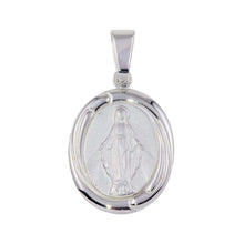 Load image into Gallery viewer, Sterling Silver Rhodium Plated Mary 19.3mm x 27.2mm Medallion Pendant