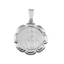 Load image into Gallery viewer, Sterling Silver Round Mary Medallion 20.5mm x 23.8mm Pendant