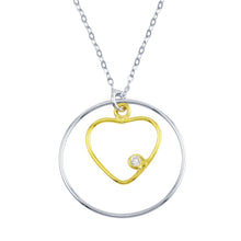 Load image into Gallery viewer, Sterling Silver 2 Toned Open Heart And Circle Necklace