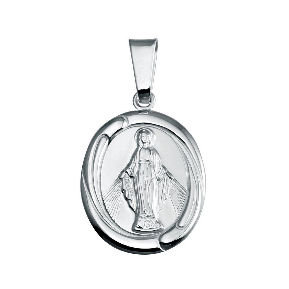 Sterling Silver High Polished Mary Medallion Pendant - silverdepot
