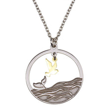 Load image into Gallery viewer, Sterling Silver Two Toned Whale Tail and Bird Pendant Necklace - silverdepot