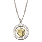 Sterling Silver Two Toned Mother's Heart Spinner Pendant Necklace