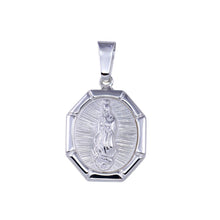 Load image into Gallery viewer, Sterling Silver High Polished Nuestra Señora de Guadalupe Octagon 19.5mm x 26.8mm Pendant