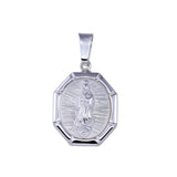 Sterling Silver High Polished Nuestra Señora de Guadalupe Octagon 19.5mm x 26.8mm Pendant