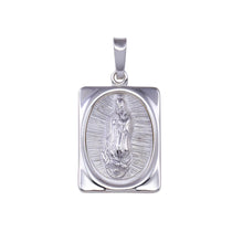 Load image into Gallery viewer, Sterling Silver High Polished Nuestra Señora de Guadalupe Rectangular 16.6mm x 25.6mm Pendant