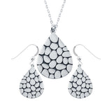 Sterling Silver Rhodium Plated Mosaic Design Teardrop Set