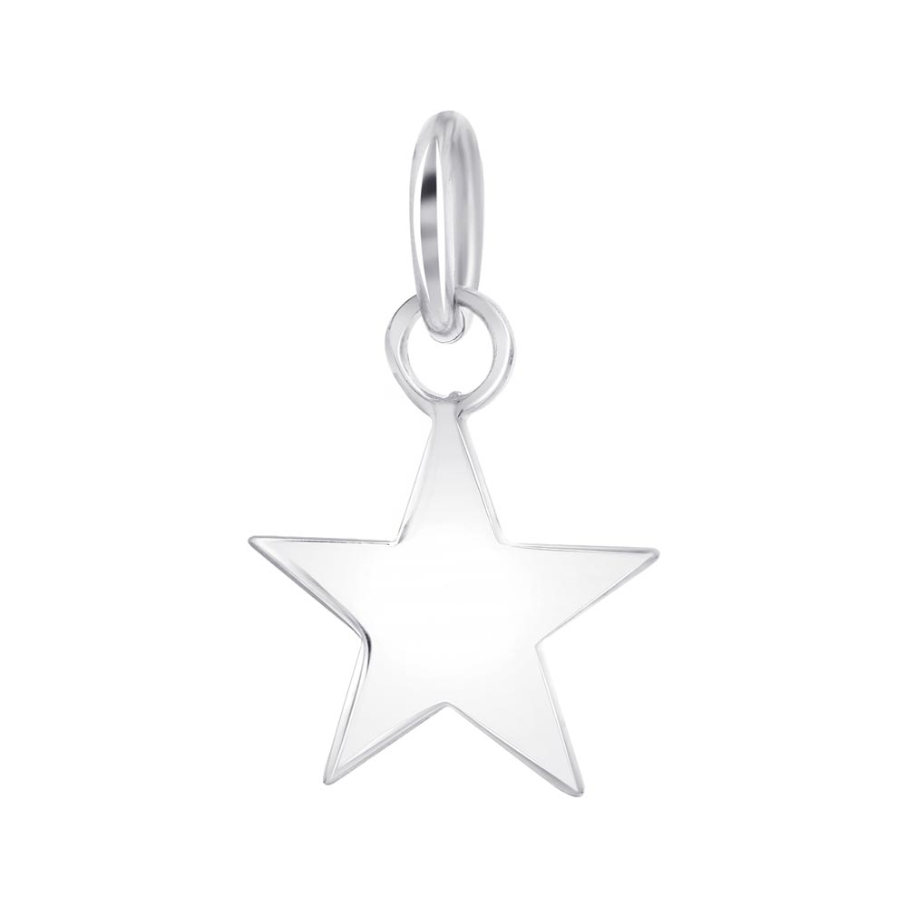 Sterling Silver High Polished Engravable Star Charm Pendant