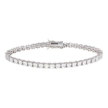 Load image into Gallery viewer, Sterling Silver Rhodium Plated Clear Round CZ Tennis Bracelet