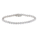 Sterling Silver Rhodium Plated Clear Round CZ Tennis Bracelet