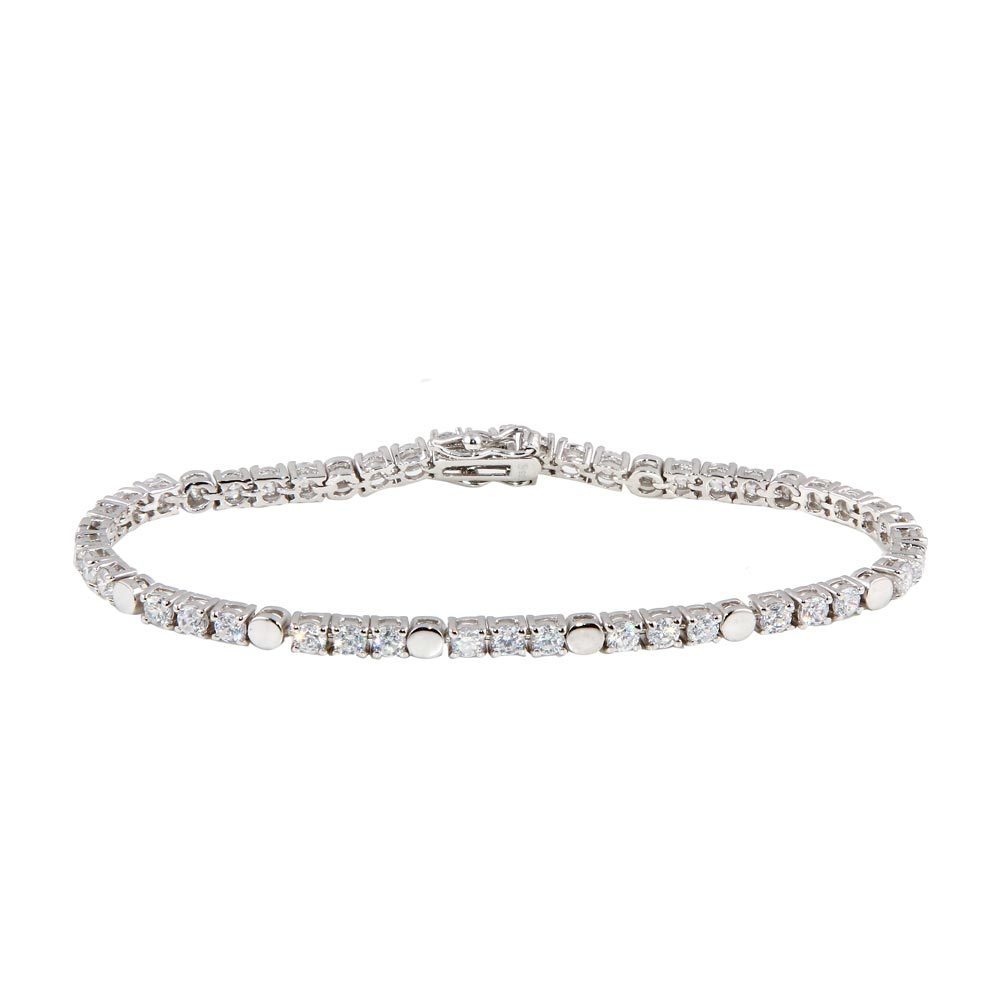 Sterling Silver Rhodium Plated Clear CZ Tennis Bracelet