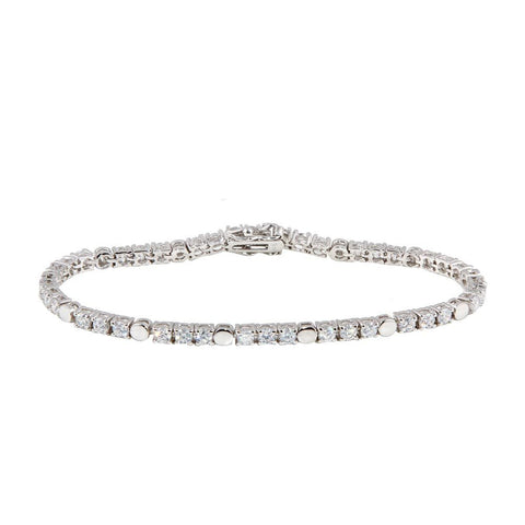 Sterling Silver Rhodium Plated Clear CZ Tennis Bracelet