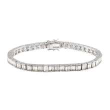 Load image into Gallery viewer, Sterling Silver Rhodium Plated Clear Baguette CZ Tennis Bracelet