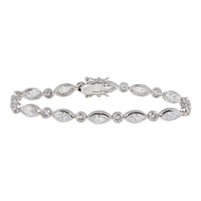 Load image into Gallery viewer, Sterling Silver Rhodium Plated Clear Round and Marquise CZ Tennis Bracelet
