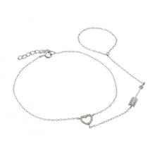 Load image into Gallery viewer, Sterling Silver Rhodium Plated Heart Arrow Clear CZ Bracelet