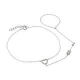 Sterling Silver Rhodium Plated Heart Arrow Clear CZ Bracelet